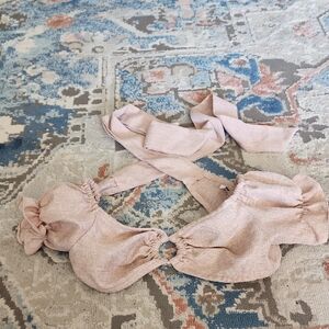 Isa Boulder Blush Tie-Front Linen Top